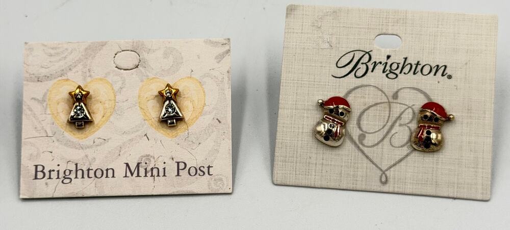 Brighton Christmas Chilly Snowman Twinkle Tree Mini Post Enamel Earrings 2-Sets